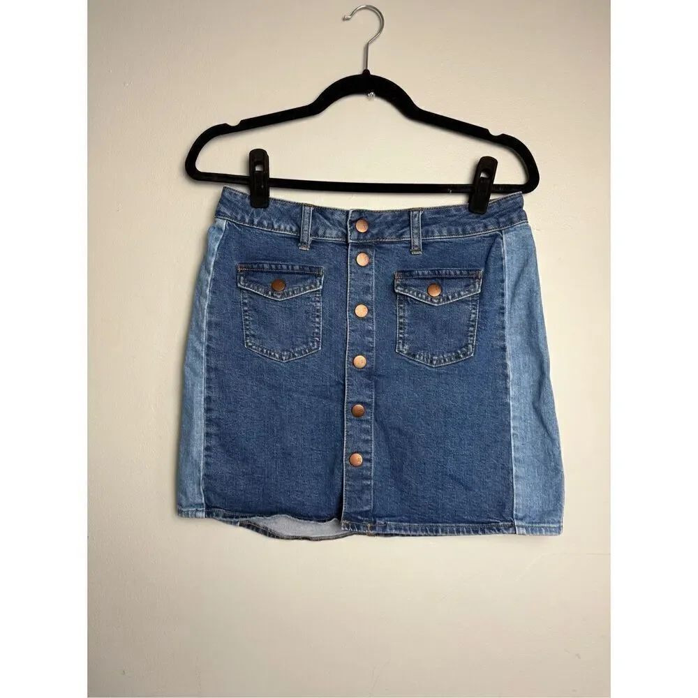 Madewell stretch denim straight mini skirt: pieced edition 28